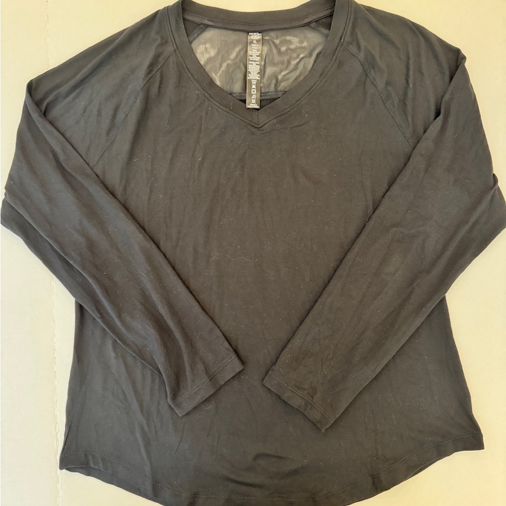 NYL Workout Yoga Black Mesh Long Sleeve T-shirt